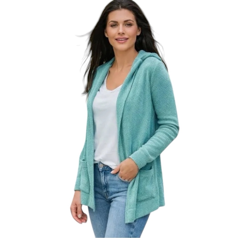 Barefoot Dreams Cozy Chic Ultra Lite Hooded Cardigan w/Pockets Oversized XS